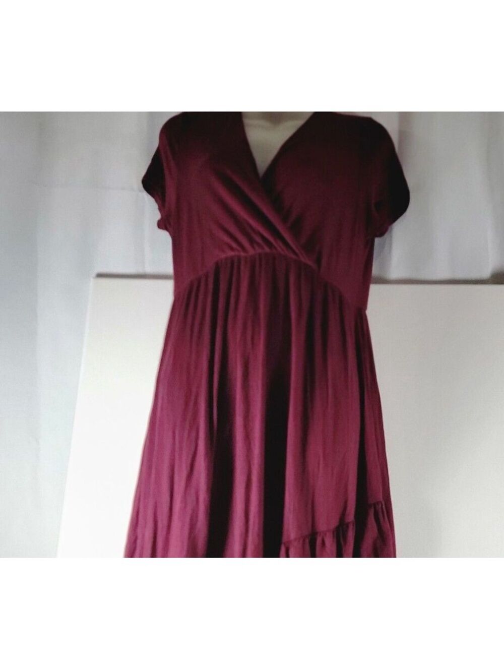 Beeuniq Ruffle Hi Lo Maternity Maxi dress wine XL